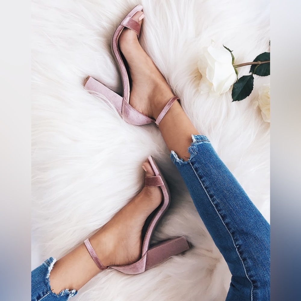Taylor Mauve Velvet Ankle Strap Heel